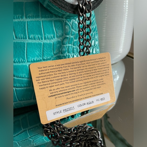 Patricia Nash 10th Anniversary Aqua Croc Embossed Bag - Picture 6 of 11